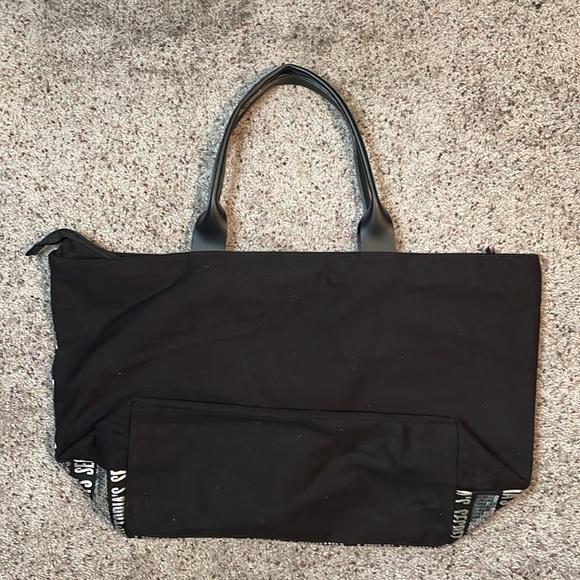Victoria Secret 2018 Black‎ Silver Sequin Large Zipper Tote Bag Style - Picture 3 of 7